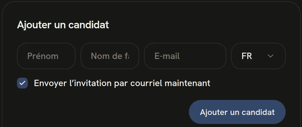 Ajout d'un candidat dans une batterie