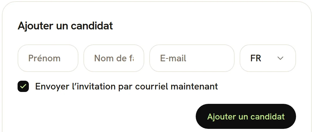 Ajout d'un candidat dans une batterie